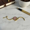Pink honeycomb resin bracelet Pink and golden flakes resin anti-tarnish bracelet