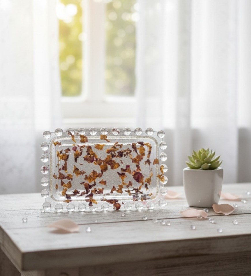 Real rose resin bubble coffee tray Real rose resin bubble coffee tray