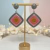 Oxidised Pink Earrings with Flower Oxidised Pink Earrings with Flower
