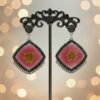 Oxidised Pink Earrings with Flower Oxidised Pink Earrings with Flower