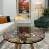 Black Resin Center Table with Real Pressed Flowers Black Resin Center Table with Real Pressed Flowers