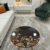 Black Resin Center Table with Real Pressed Flowers Black Resin Center Table with Real Pressed Flowers