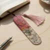 Floral and Butterfly Pink Silver Flakes Resin Bookmark Floral and Butterfly Pink Silver Flakes Resin Bookmark