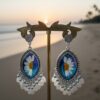 Blue shaded resin white pearl jhumka Blue shaded resin white pearl jhumka (2)