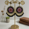Pink Bloom Black Pearl Resin Jhumka