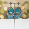 Royal blue floral resin pearl jhumka Royal blue floral resin pearl jhumka