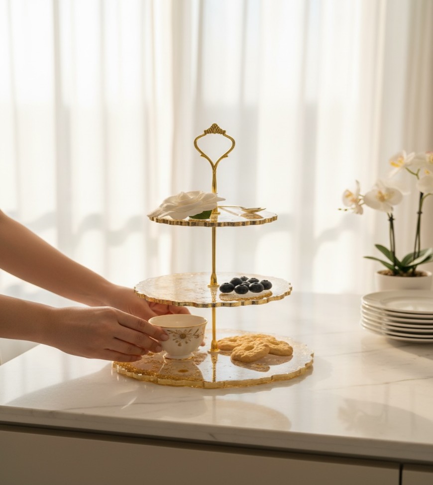 3-tier resin cookie and serving platter 3-tier resin cookie and serving platter