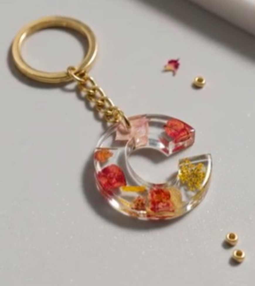Floral Resin Name Initial Keychain Floral Resin Name Initial Keychain