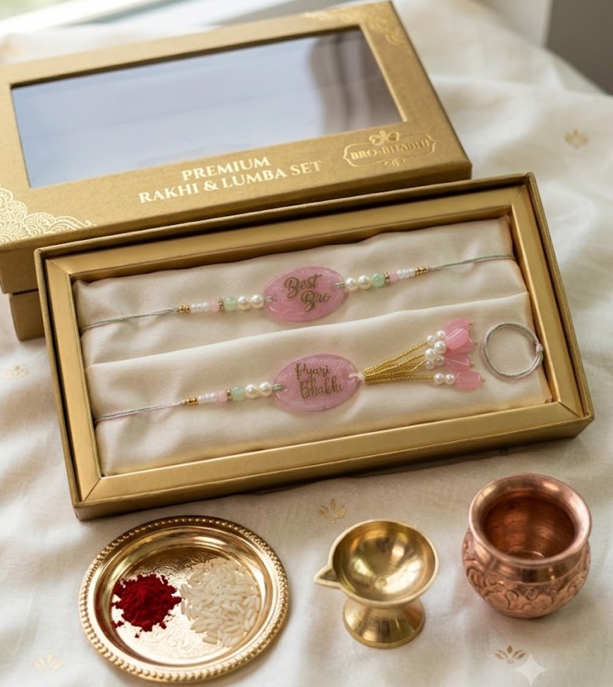 A beautiful Bhai-Bhabhi Rakhi combo perfect for celebrating Raksha Bandhan with love.