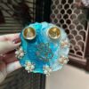 Blue White Resin Pooja Thali with Ganesh Ji & Pearl Flowers