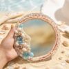 Ocean-Themed Resin Mirror with Seashell & Pearl Embellishments