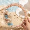 Ocean-Themed Resin Mirror with Seashell & Pearl Embellishments